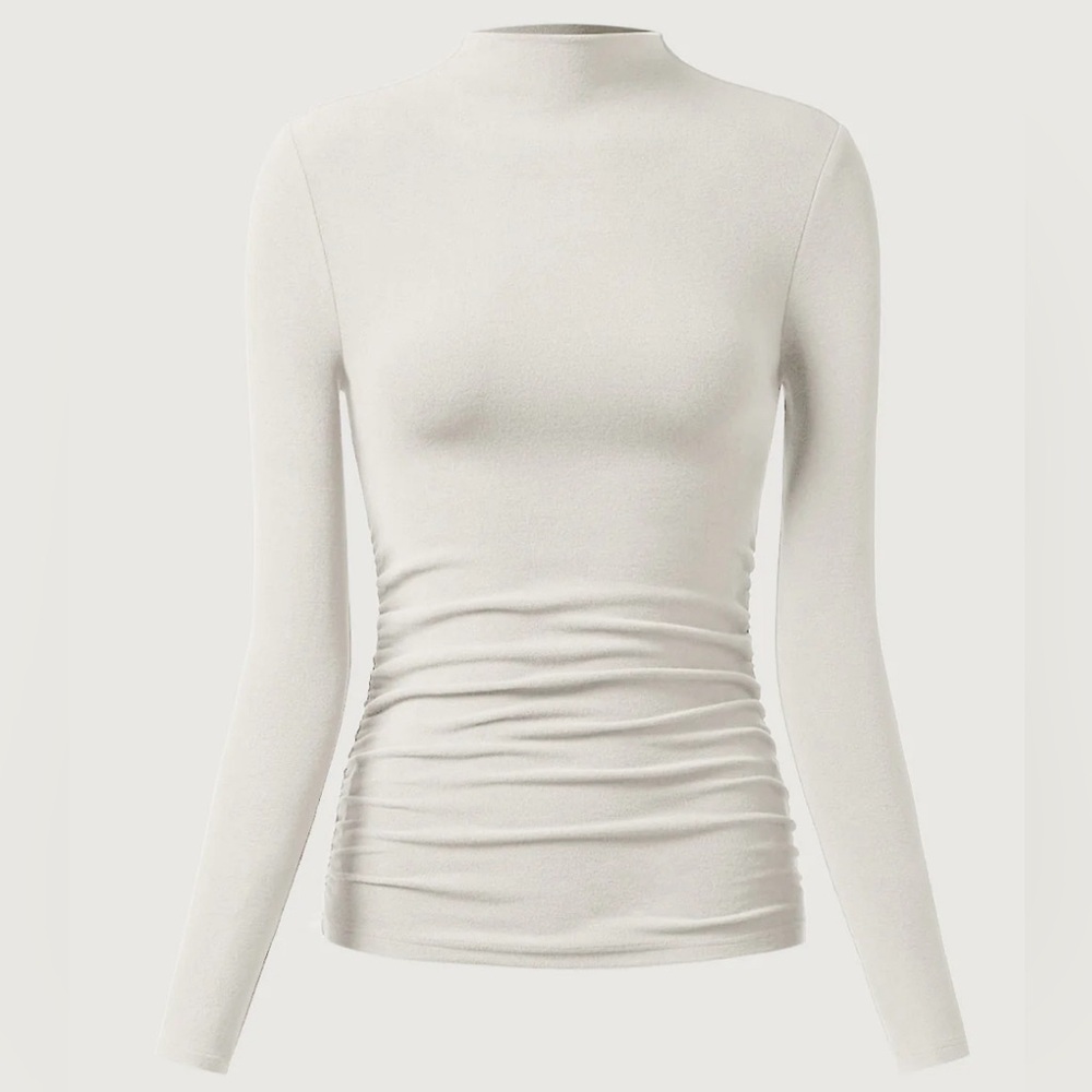 NWT. OGL Thermal Ruched Sides Tuckable Mockneck. TopOff White. Size Small. - Picture 4 of 7